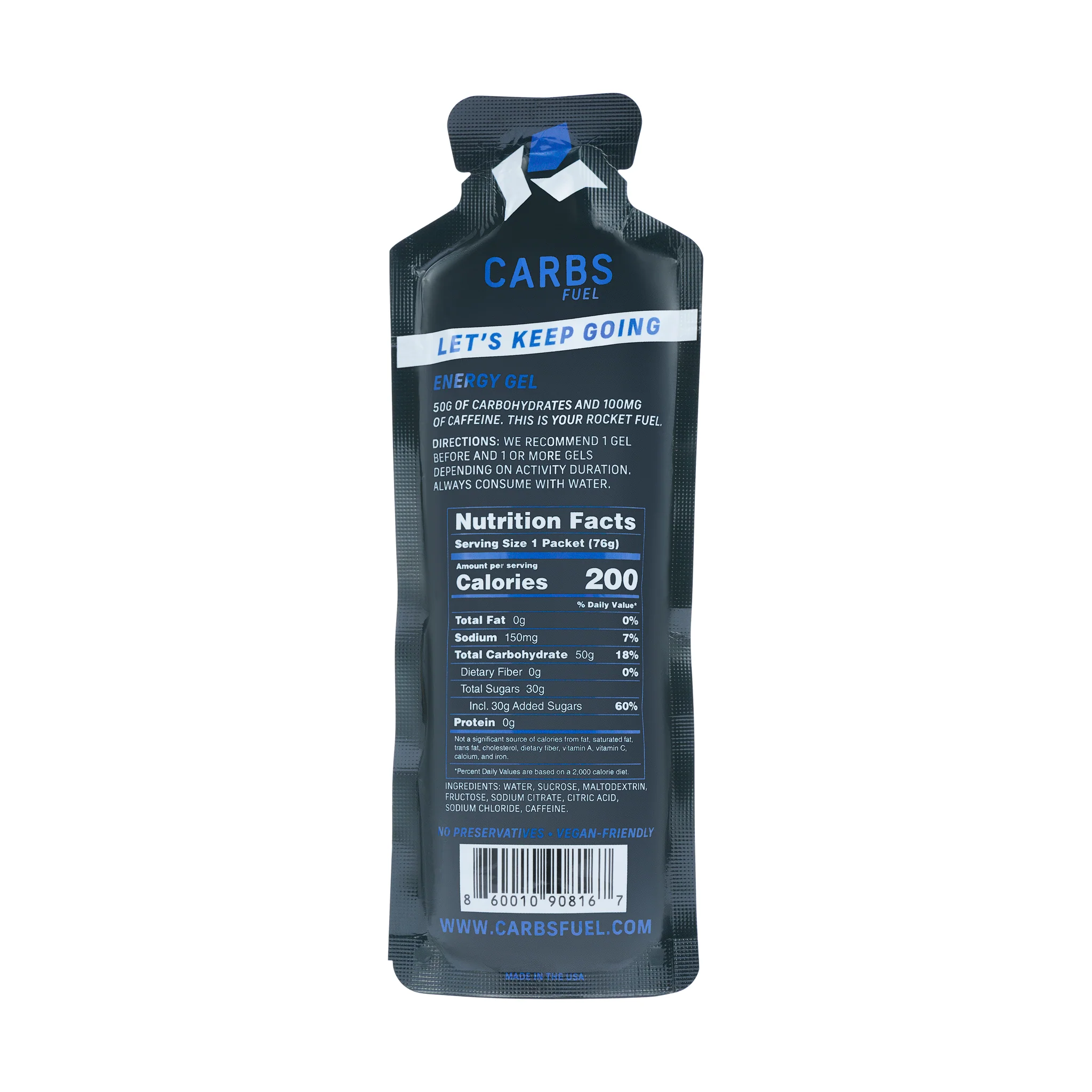 Carbs Fuel Caffeinated Original 50g Energy Gel - Image 4